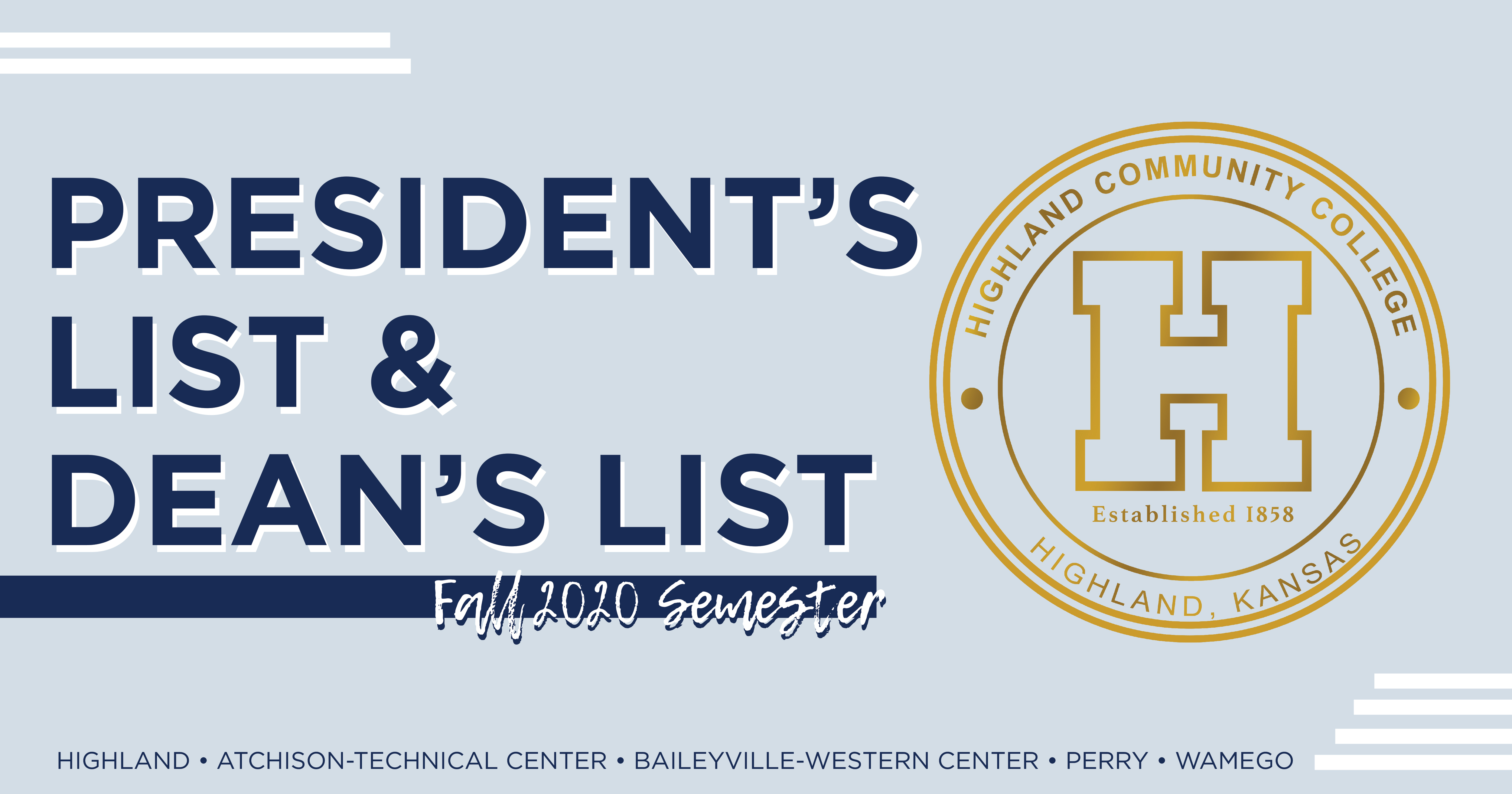 President's and Dean's list Fall 2020