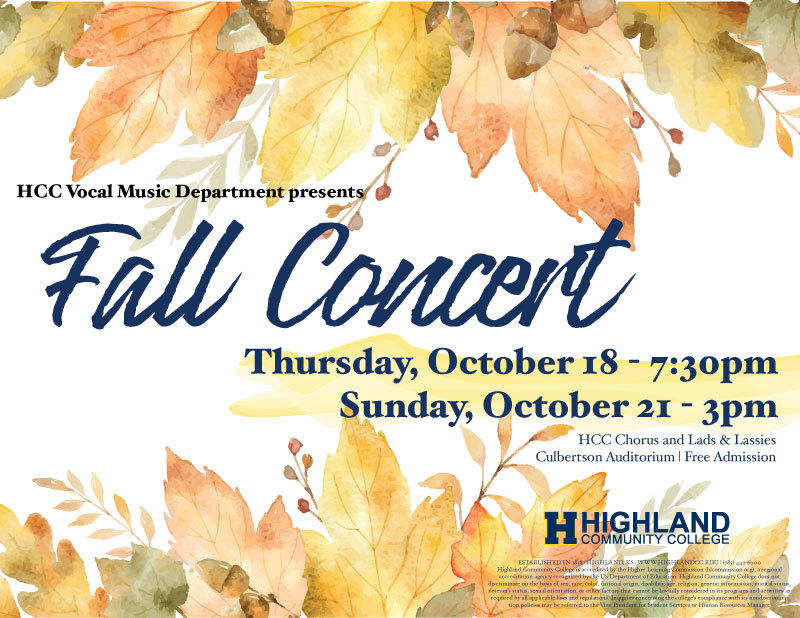 Fall Vocal Concert October 18 & 21