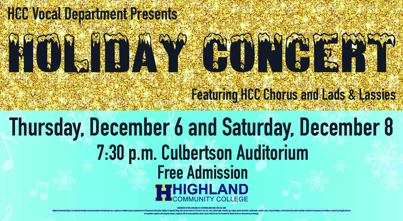 Highland Community College Announces Holiday Vocal Concert Date, December 6 & 8
