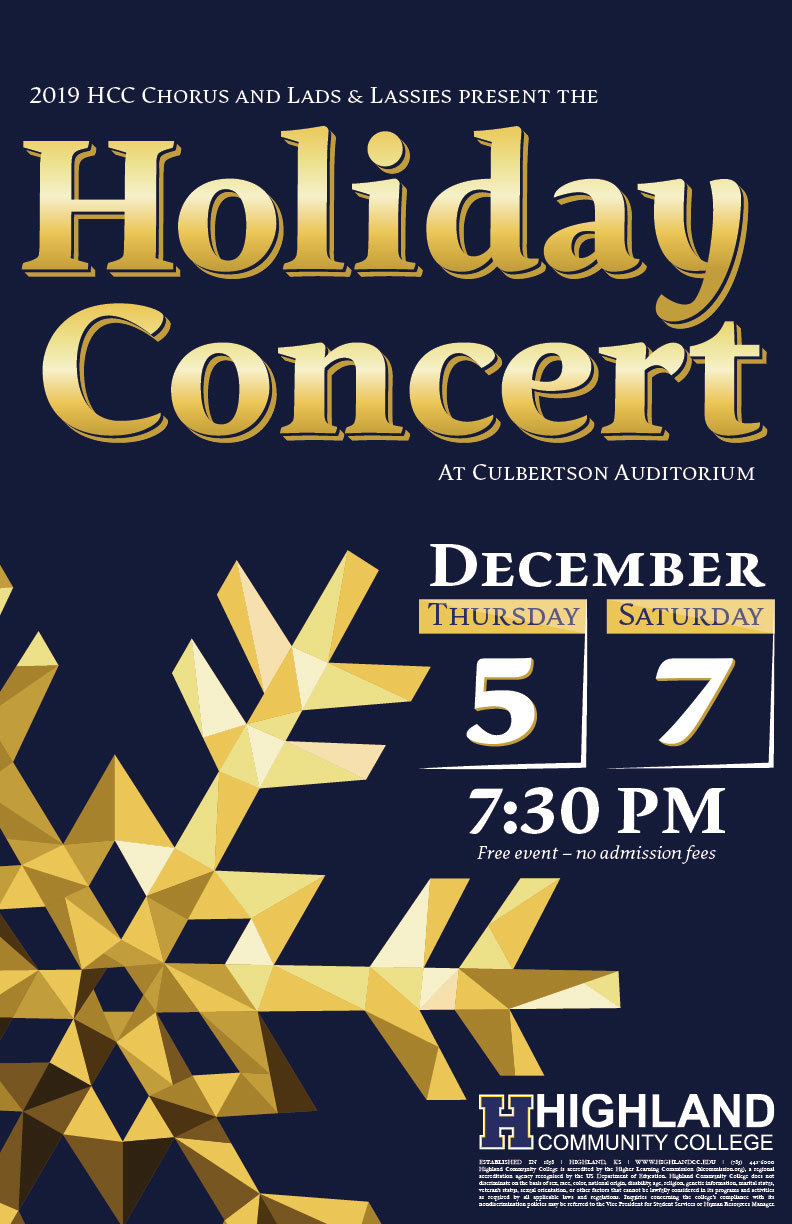 Highland Community College Announces Holiday Vocal Concert on December 5 & 7