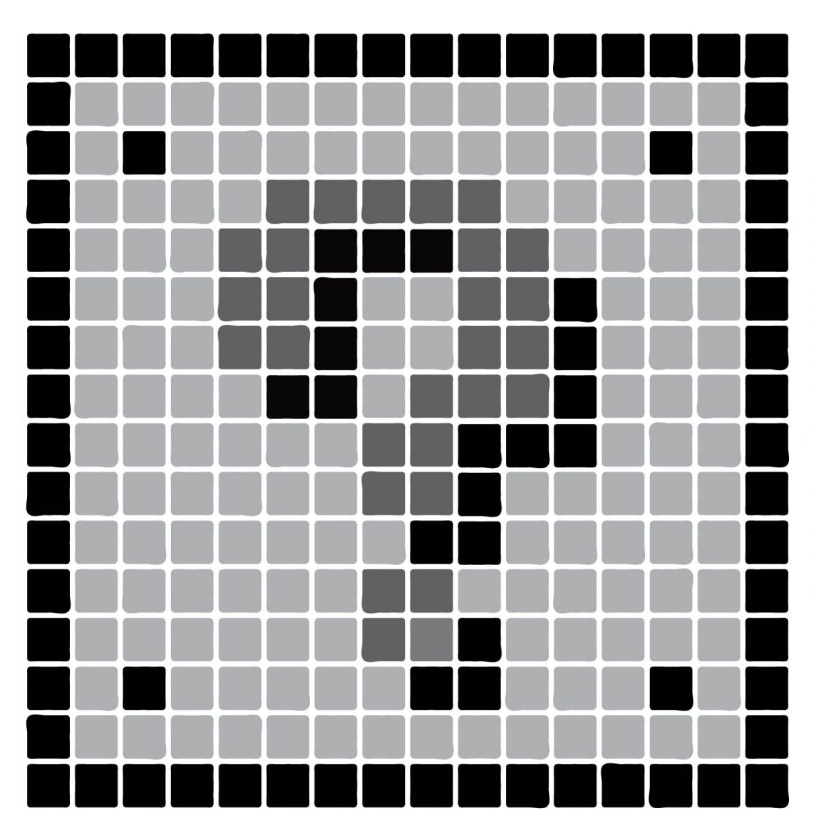 black and white squares with question mark