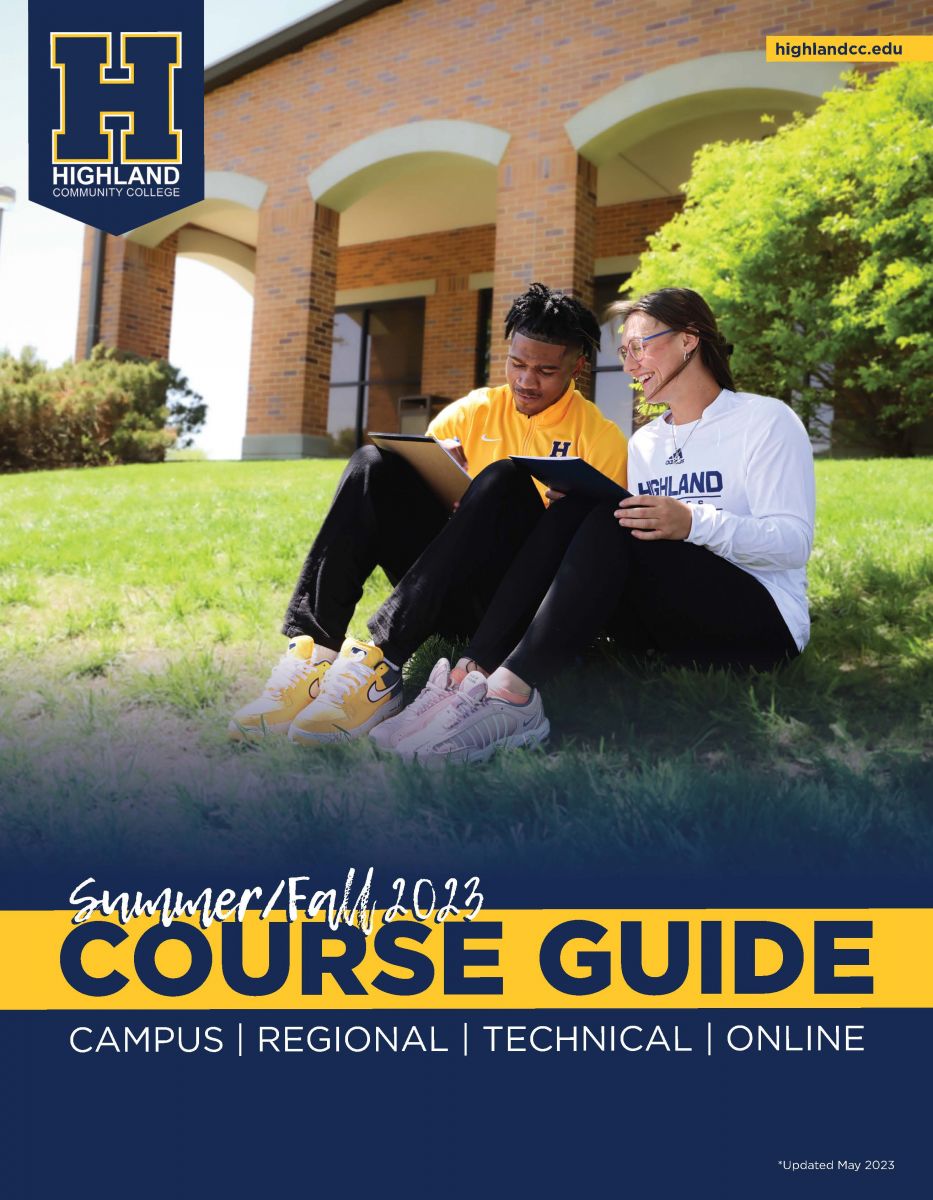 Students sitting on the front lawn of the Walters Wellness Center. Summer Fall 2023 Course Guide.
