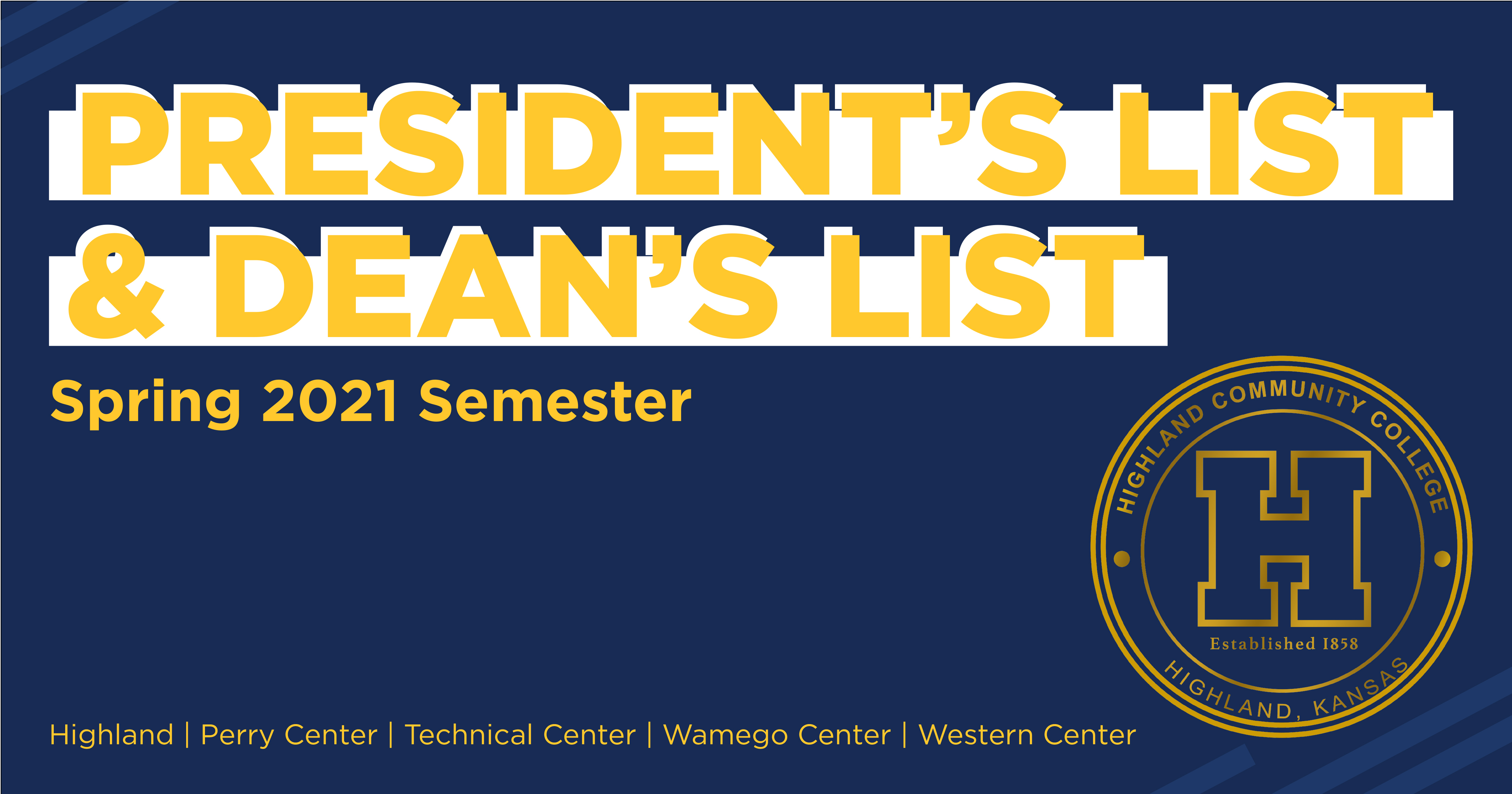 President's and Dean's list Spring 2021