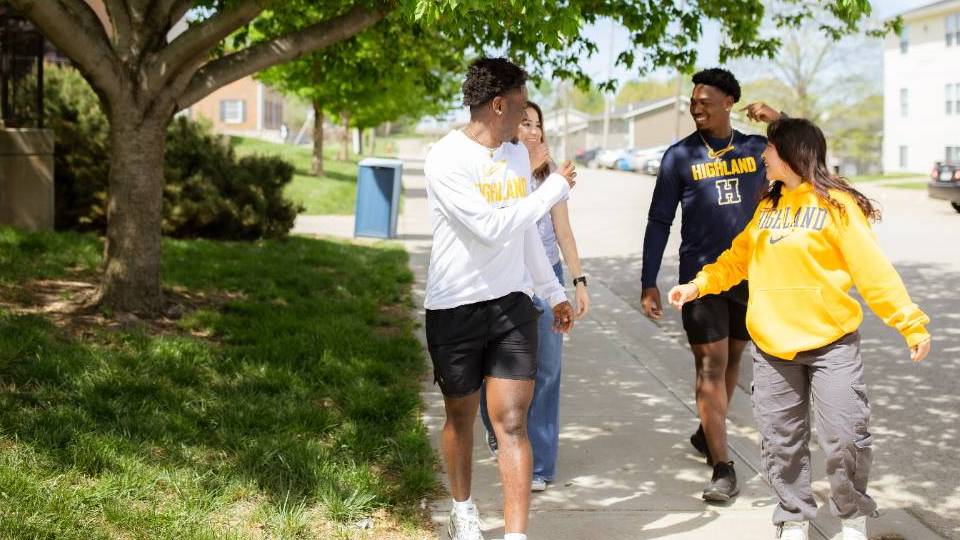 Group of students walking around 