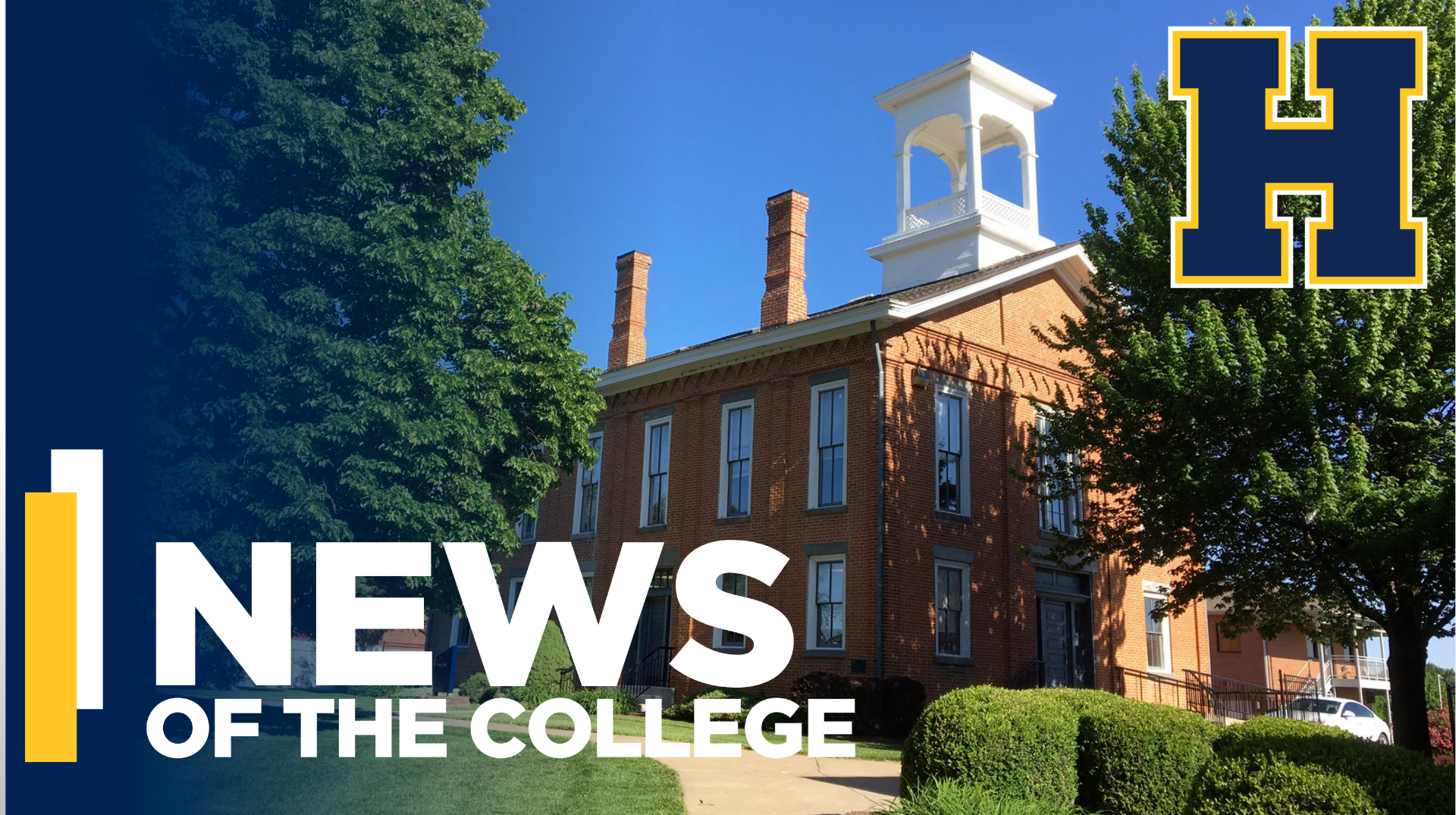 General News of the College banner with Yost Hall in the background.