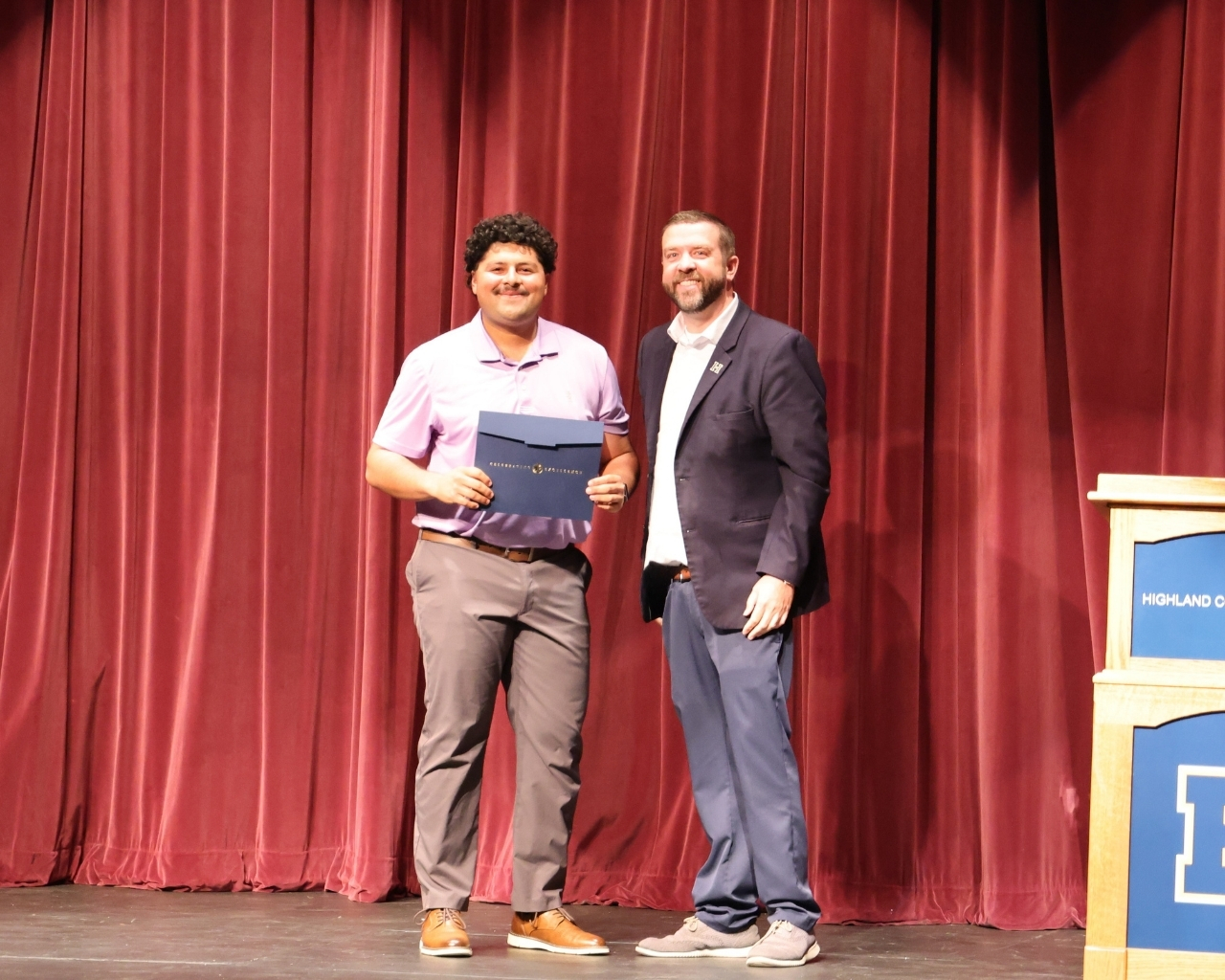 President’s Excellence Award is the College’s highest honor recognizing overall excellence in leadership, service and impact presented to Tristan Flores by President Bowhay